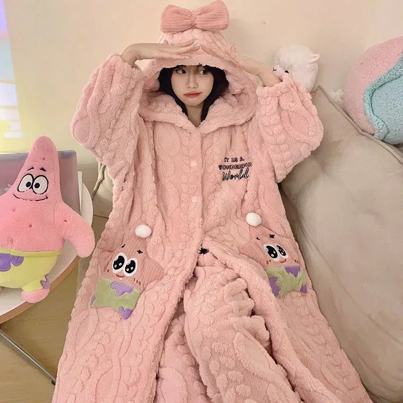 Thickeneded Velvet Flannel Warmth Snot bala Cute Pajama