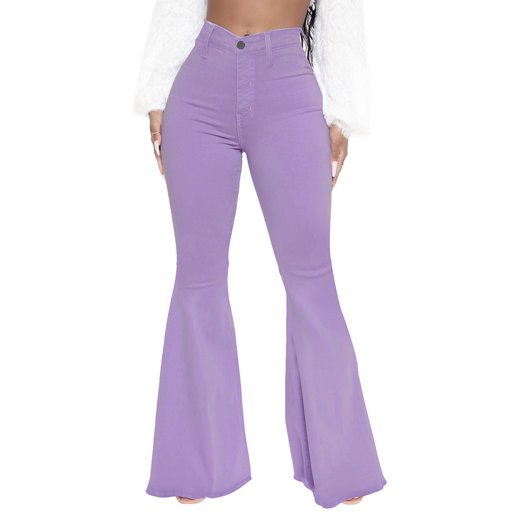 High-Waisted Slim Stretch Purple Denim