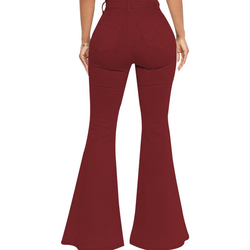 High-Waisted Slim Stretch Wine Denim