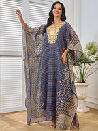 Embroidery Beaded Collar Flower Large Two-piece Jalabiya