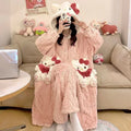 Thickeneded Velvet Flannel Warmth Pink kt Cat Hat Cute Pajama