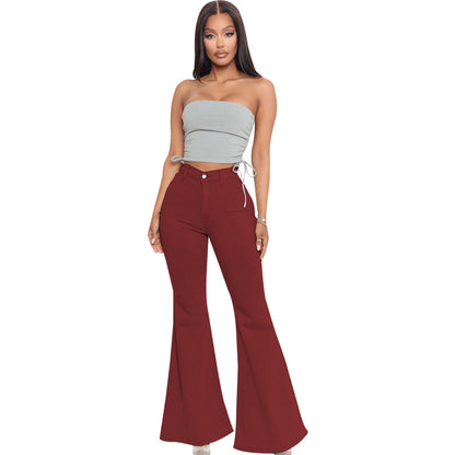 High-Waisted Slim Stretch Wine Denim