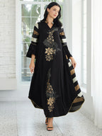 Patchwork Striped Black Long Jalabiya