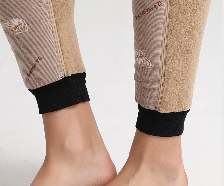 Velvet Padded Slim Alpaca Wool Graphite Leggings