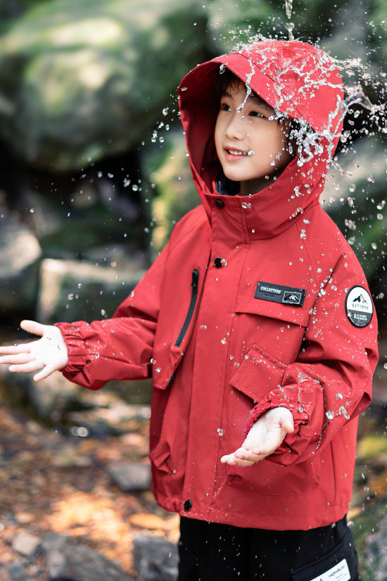 Three-in-One Boys Windbreaker Red Coat