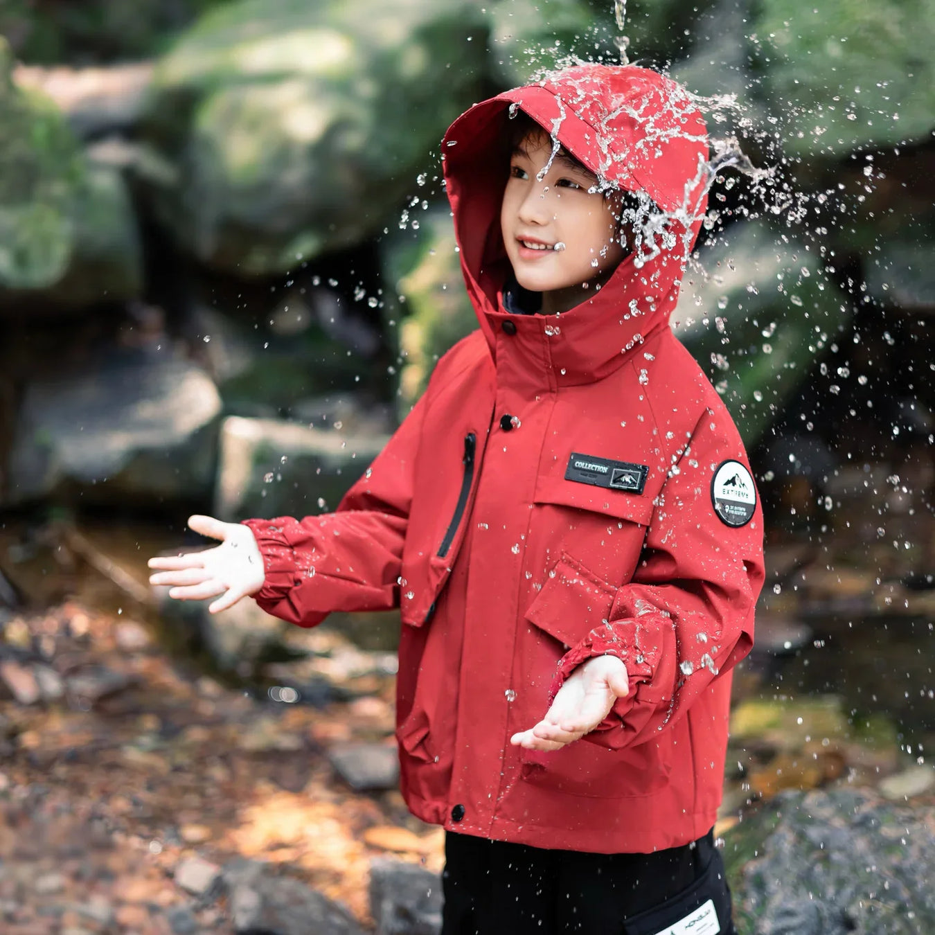 Three-in-One Boys Windbreaker Red Coat