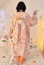 Thickeneded Velvet Flannel Warmth Orange and White Cute Pajama