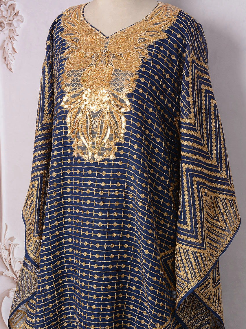 Embroidery Beaded Collar Flower Large Two-piece Jalabiya