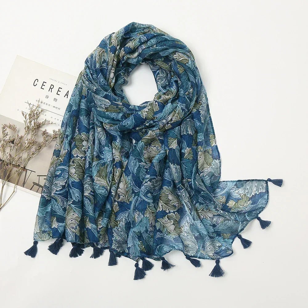 Vintage Stitching Bohemian Cashew Teal Forest Breeze Scarf