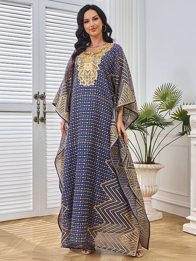 Embroidery Beaded Collar Flower Large Two-piece Jalabiya