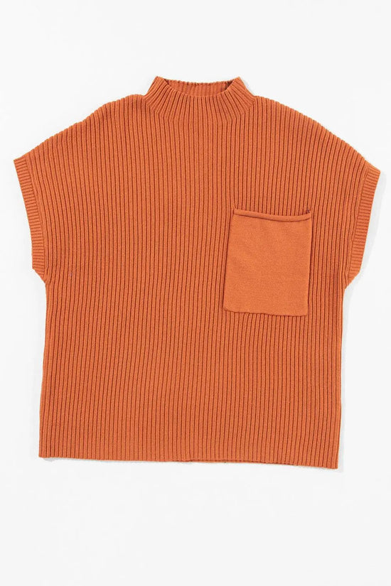 Oatmeal Patch Pocket Ribbed Knit Sweater - IVORYNN