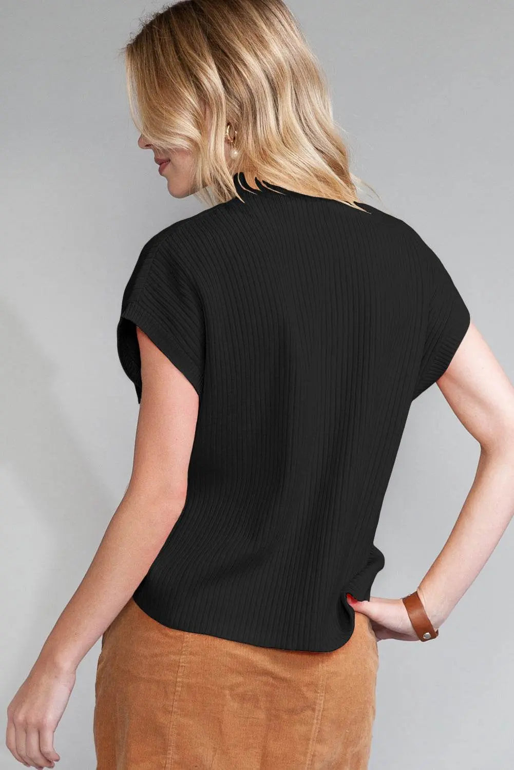 Oatmeal Patch Pocket Ribbed Knit Sweater - IVORYNN