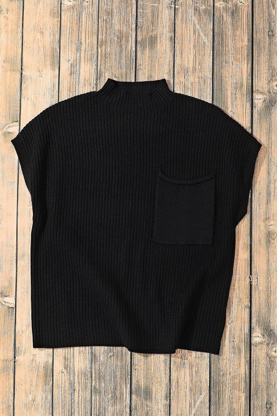Oatmeal Patch Pocket Ribbed Knit Sweater - IVORYNN