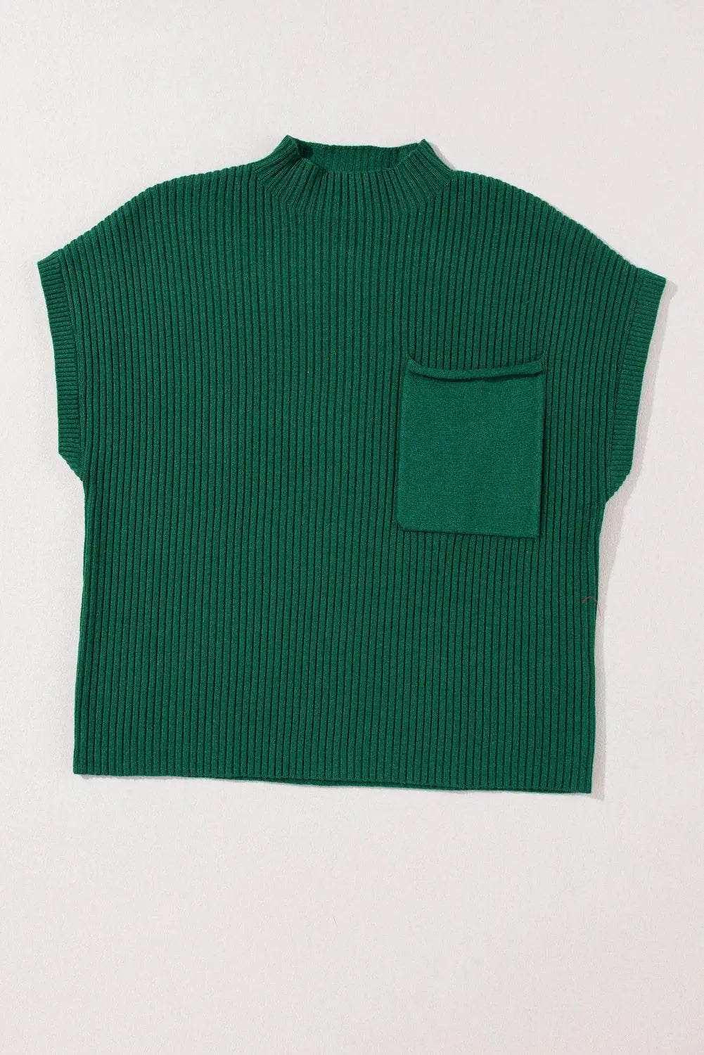Oatmeal Patch Pocket Ribbed Knit Sweater - IVORYNN
