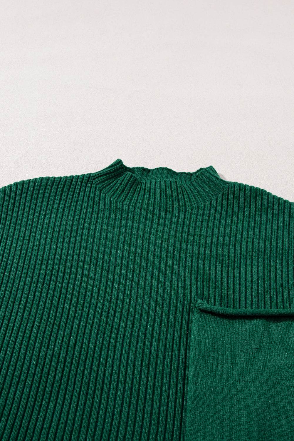Oatmeal Patch Pocket Ribbed Knit Sweater - IVORYNN