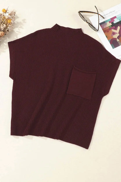 Oatmeal Patch Pocket Ribbed Knit Sweater - IVORYNN