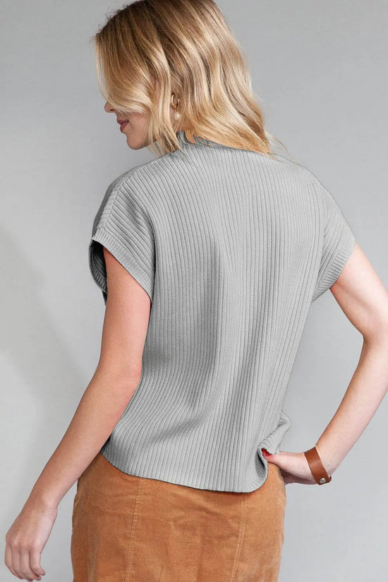 Oatmeal Patch Pocket Ribbed Knit Sweater - IVORYNN