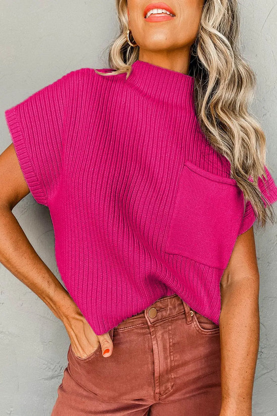 Oatmeal Patch Pocket Ribbed Knit Sweater - IVORYNN