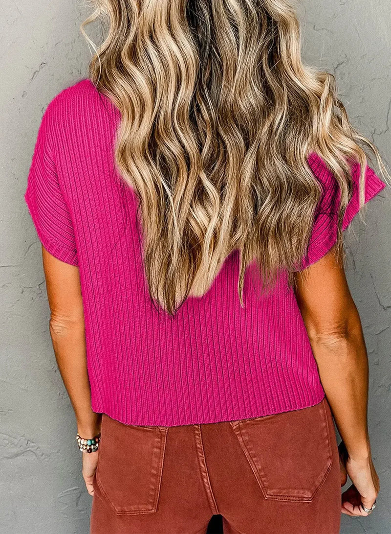 Oatmeal Patch Pocket Ribbed Knit Sweater - IVORYNN