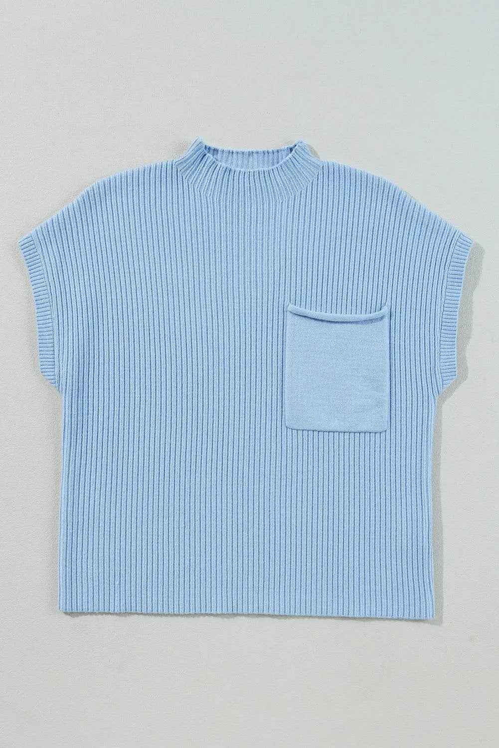 Oatmeal Patch Pocket Ribbed Knit Sweater - IVORYNN