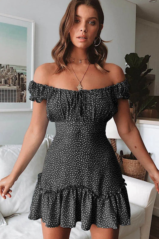 Off-Shoulder Stylish Ruffle Hem Dress