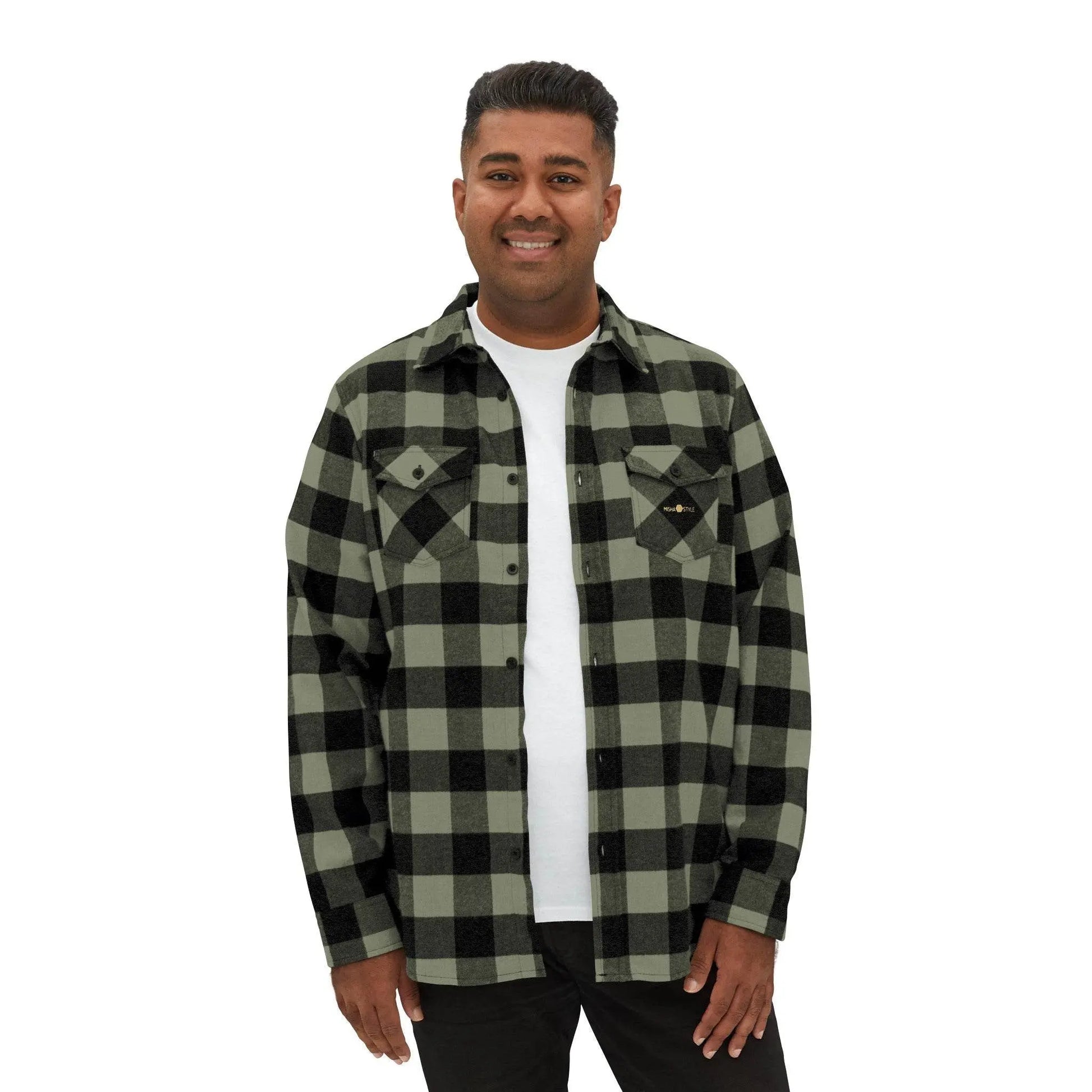 Olive Plaid Men Luxury Flannel Shirt - IVORYNN