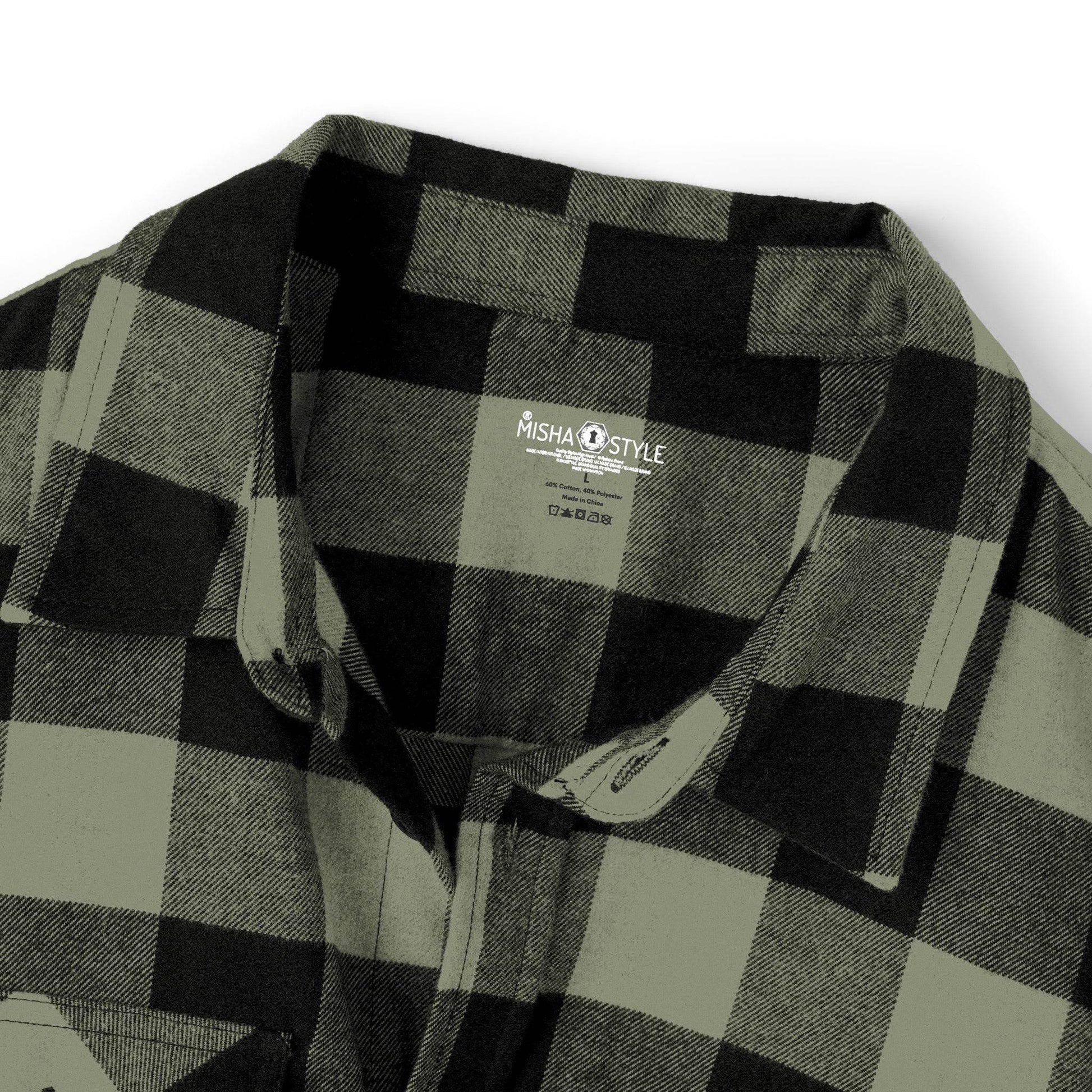 Olive Plaid Men Luxury Flannel Shirt - IVORYNN
