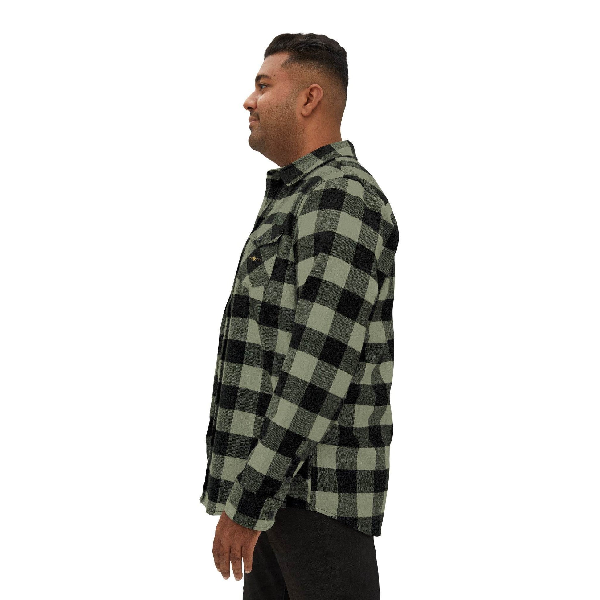 Olive Plaid Men Luxury Flannel Shirt - IVORYNN