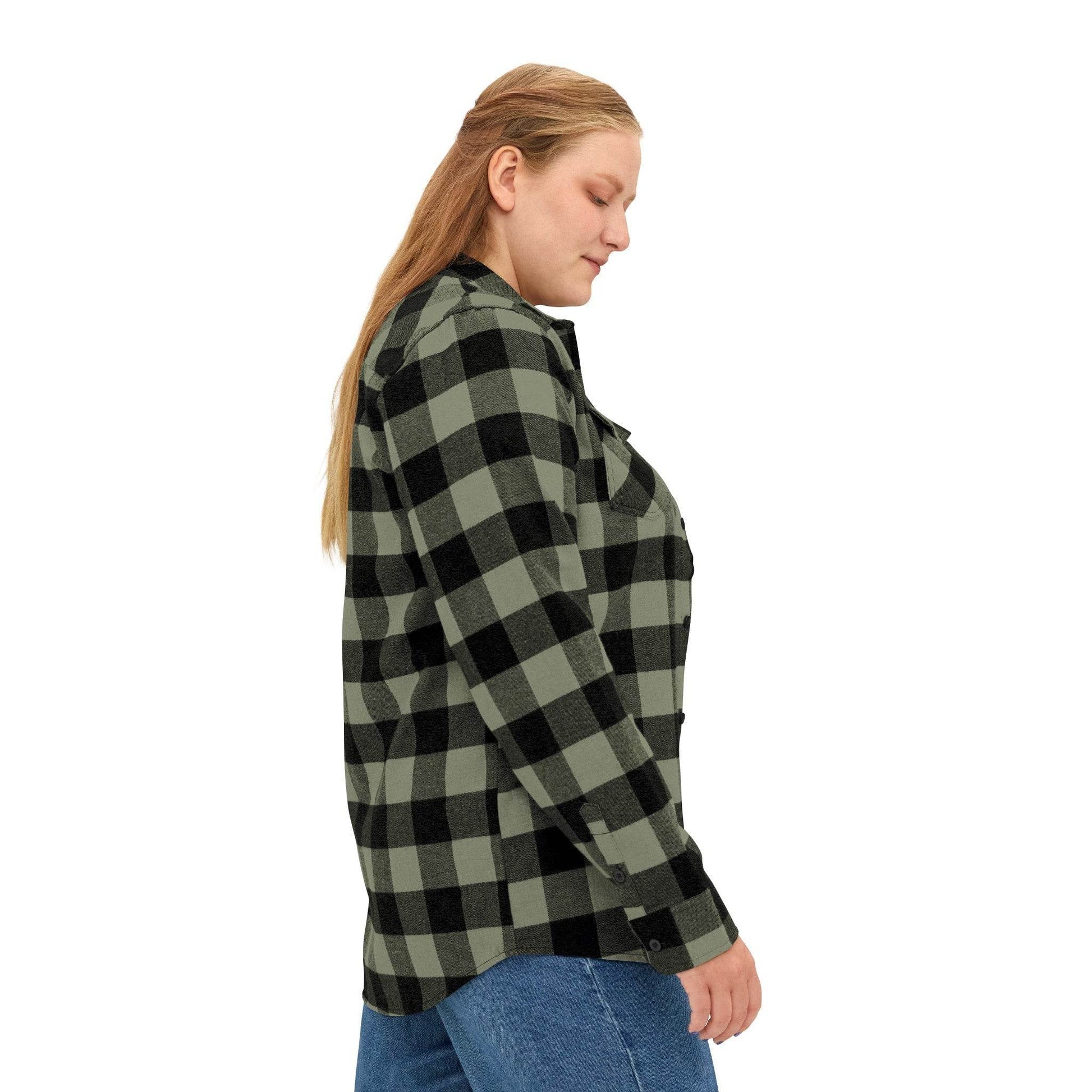 Olive Plaid Women Luxury Flannel Shirt - IVORYNN