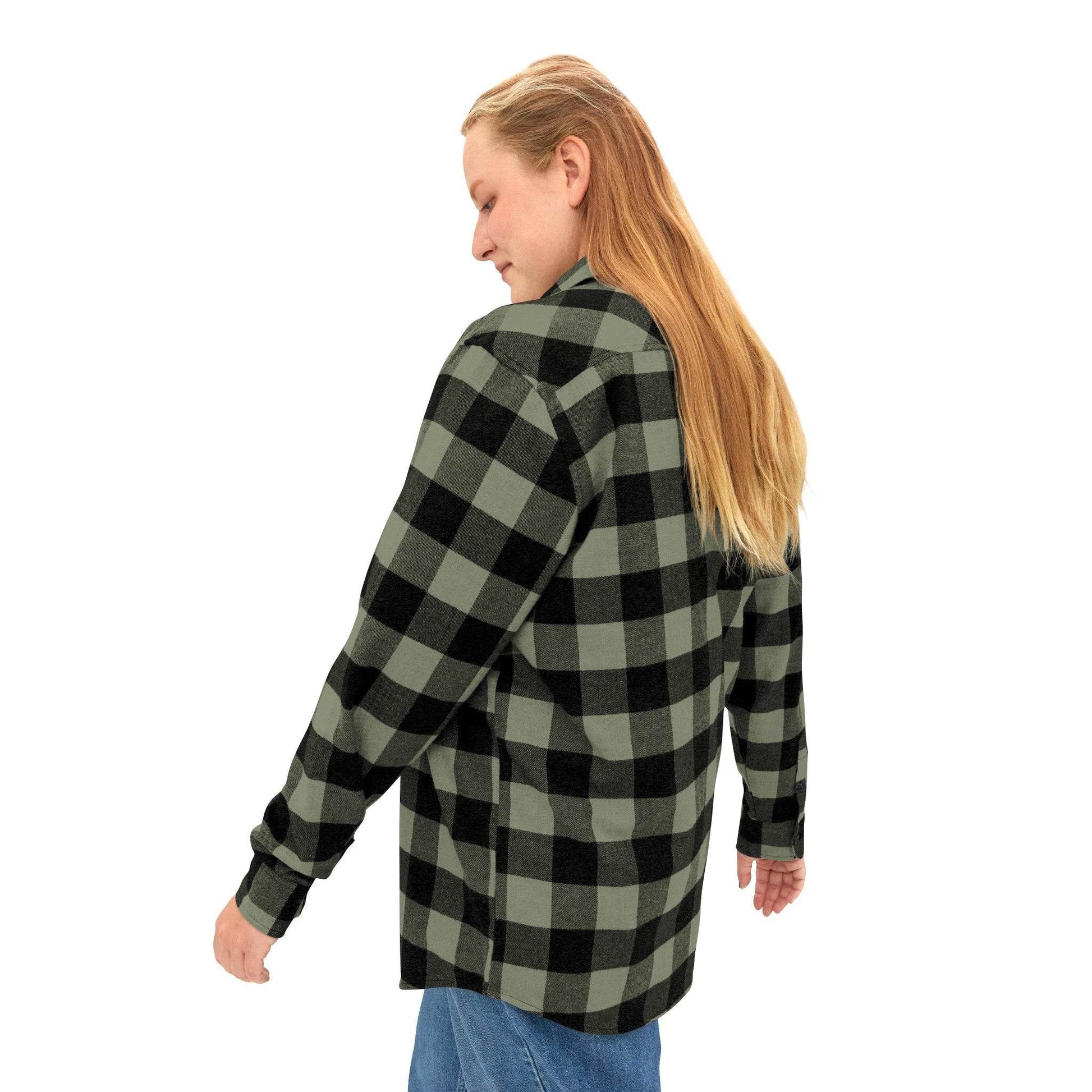 Olive Plaid Women Luxury Flannel Shirt - IVORYNN