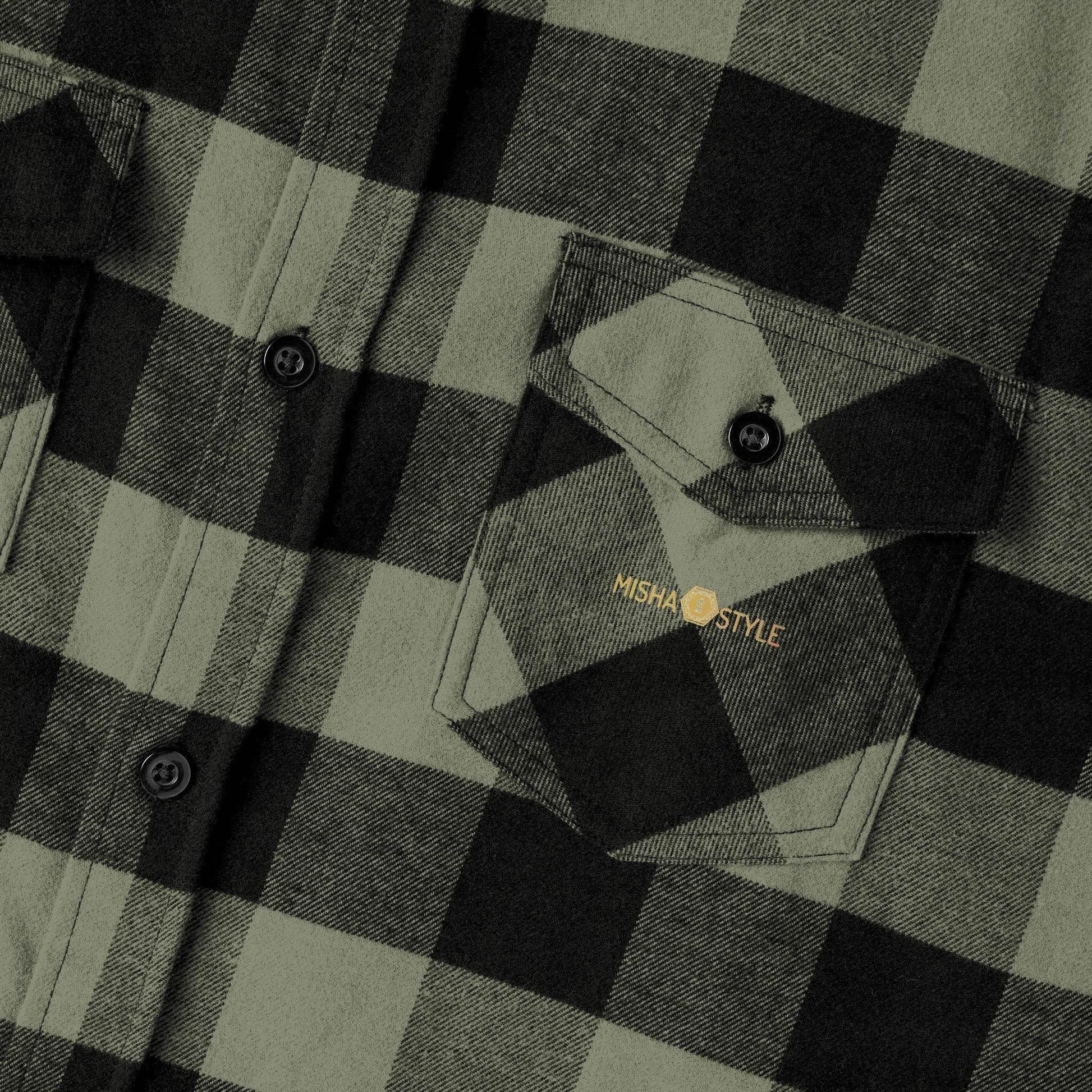 Olive Plaid Women Luxury Flannel Shirt - IVORYNN