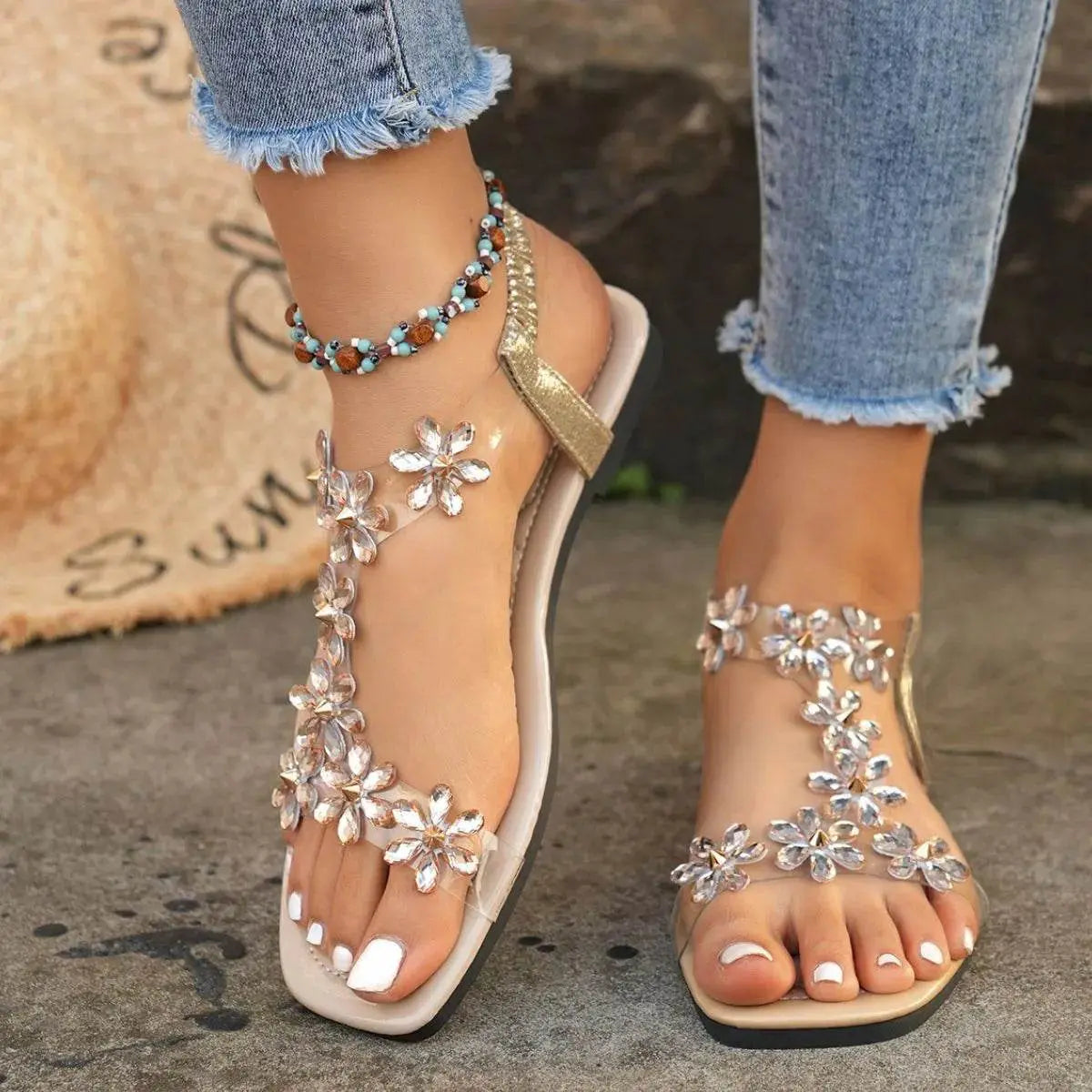 Open Toe Flats Sandals - IVORYNN