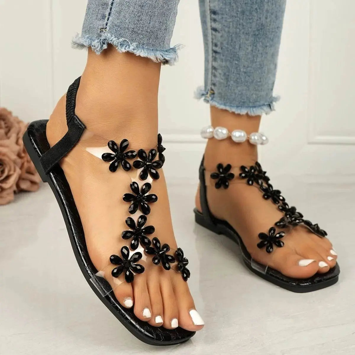 Open Toe Flats Sandals - IVORYNN