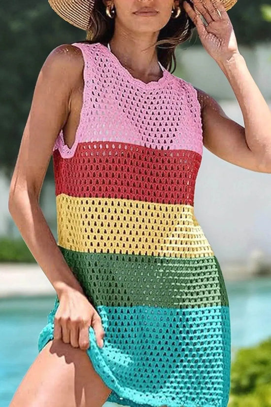 Openwork Sleeveless Cutout Back Cover-Up - IVORYNN