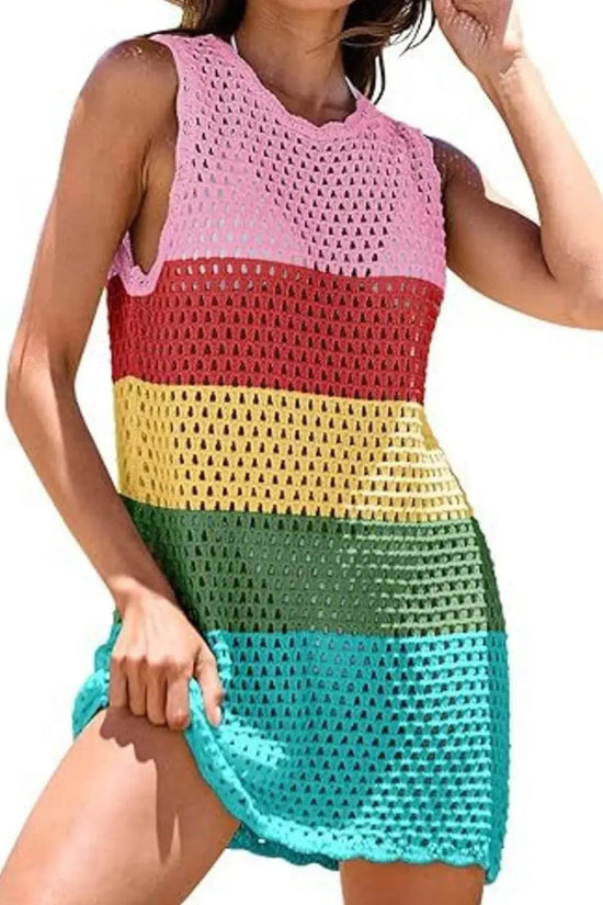 Openwork Sleeveless Cutout Back Cover-Up - IVORYNN