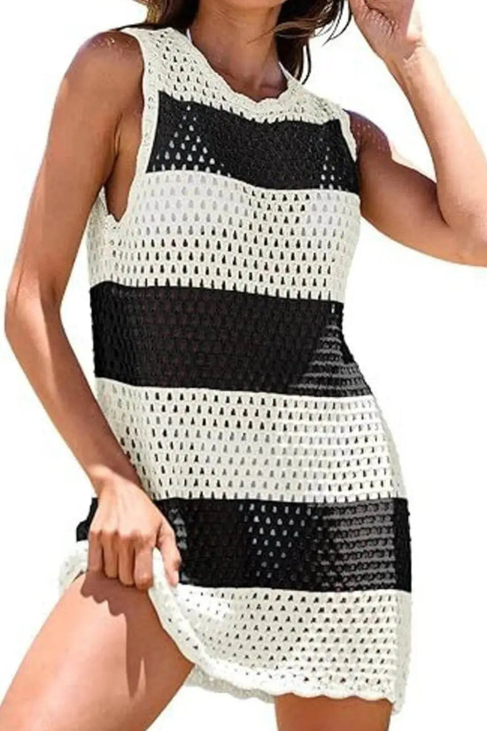 Openwork Sleeveless Cutout Back Cover-Up - IVORYNN