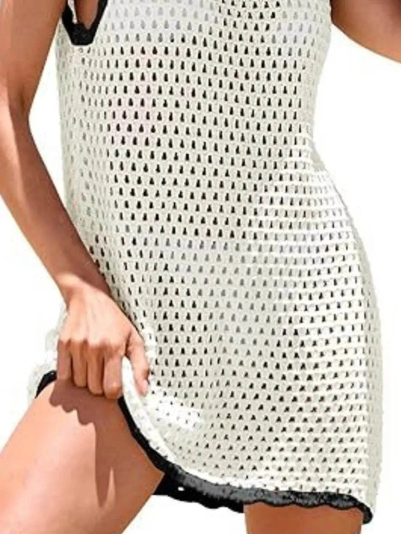 Openwork Sleeveless Cutout Back Cover-Up - IVORYNN