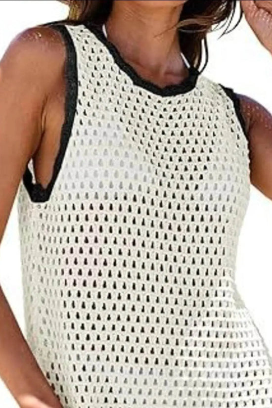 Openwork Sleeveless Cutout Back Cover-Up - IVORYNN