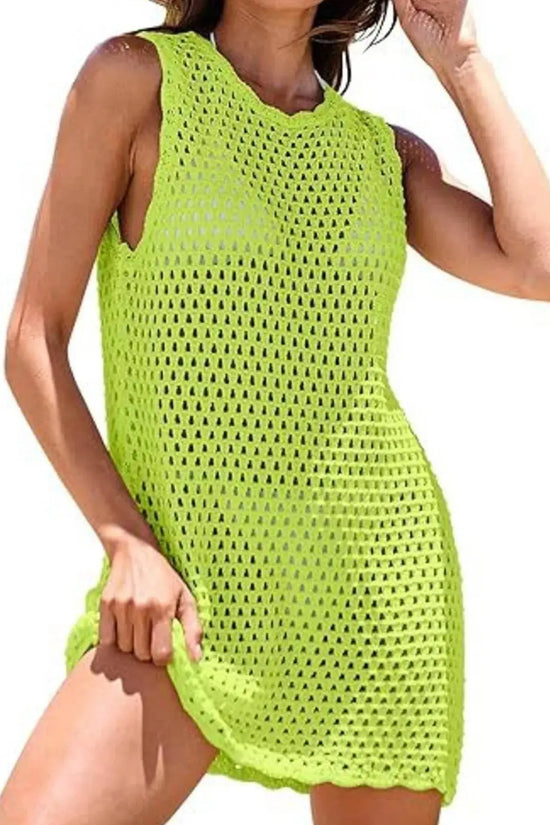 Openwork Sleeveless Cutout Back Cover-Up - IVORYNN