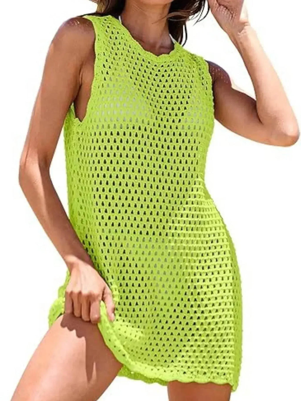 Openwork Sleeveless Cutout Back Cover-Up - IVORYNN