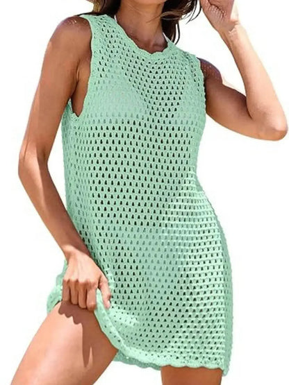 Openwork Sleeveless Cutout Back Cover-Up - IVORYNN
