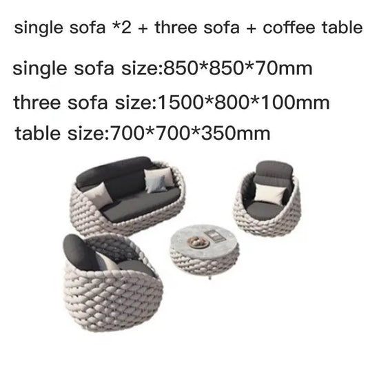 Outdoor Patio Lounge Sofa Coffee Table Set - IVORYNN