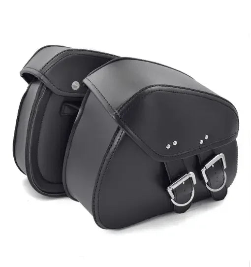PU Leather Motorcycle Black Saddlebags - IVORYNN