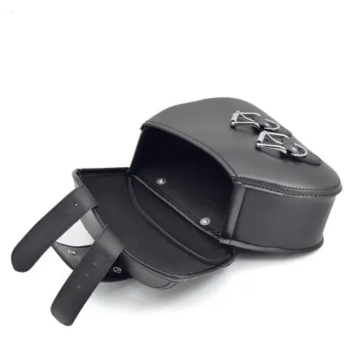 PU Leather Motorcycle Black Saddlebags - IVORYNN