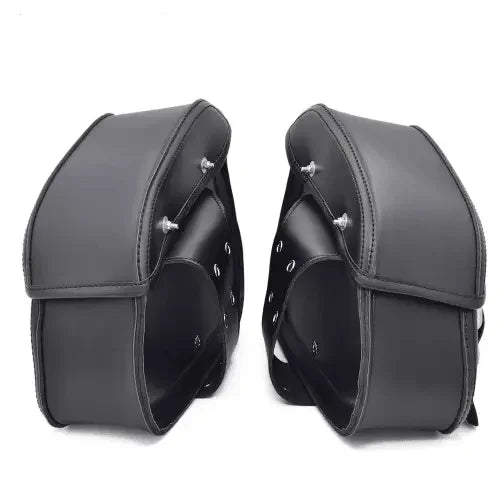 PU Leather Motorcycle Black Saddlebags - IVORYNN