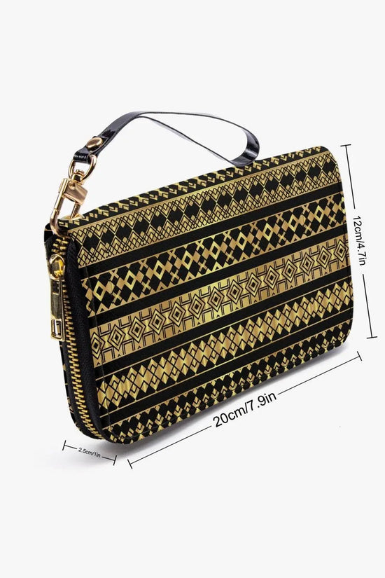 Palestine golden Decoration Strap Zipper Wallet - Black - IVORYNN