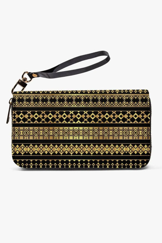 Palestine golden Decoration Strap Zipper Wallet - Black - IVORYNN