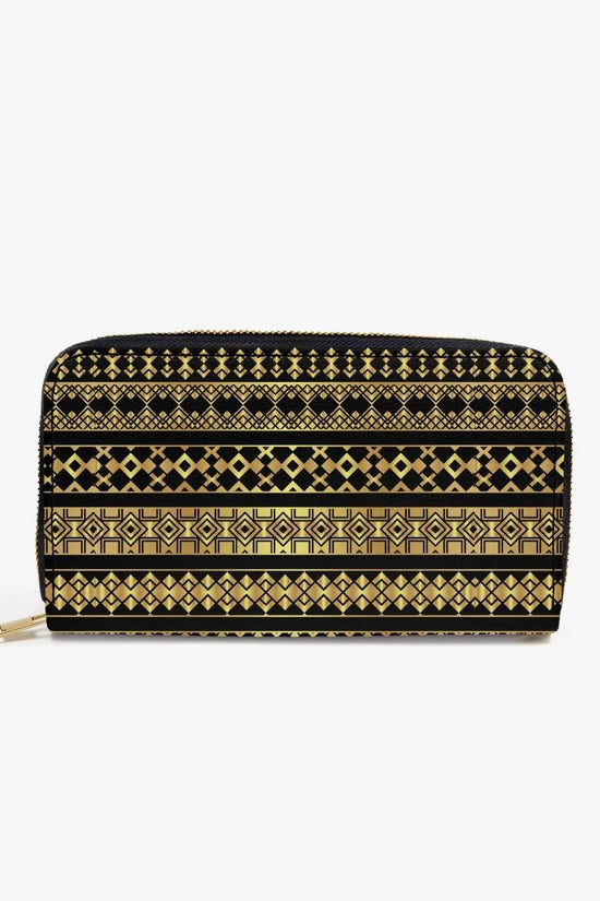 Palestine golden Decoration Strap Zipper Wallet - Black - IVORYNN