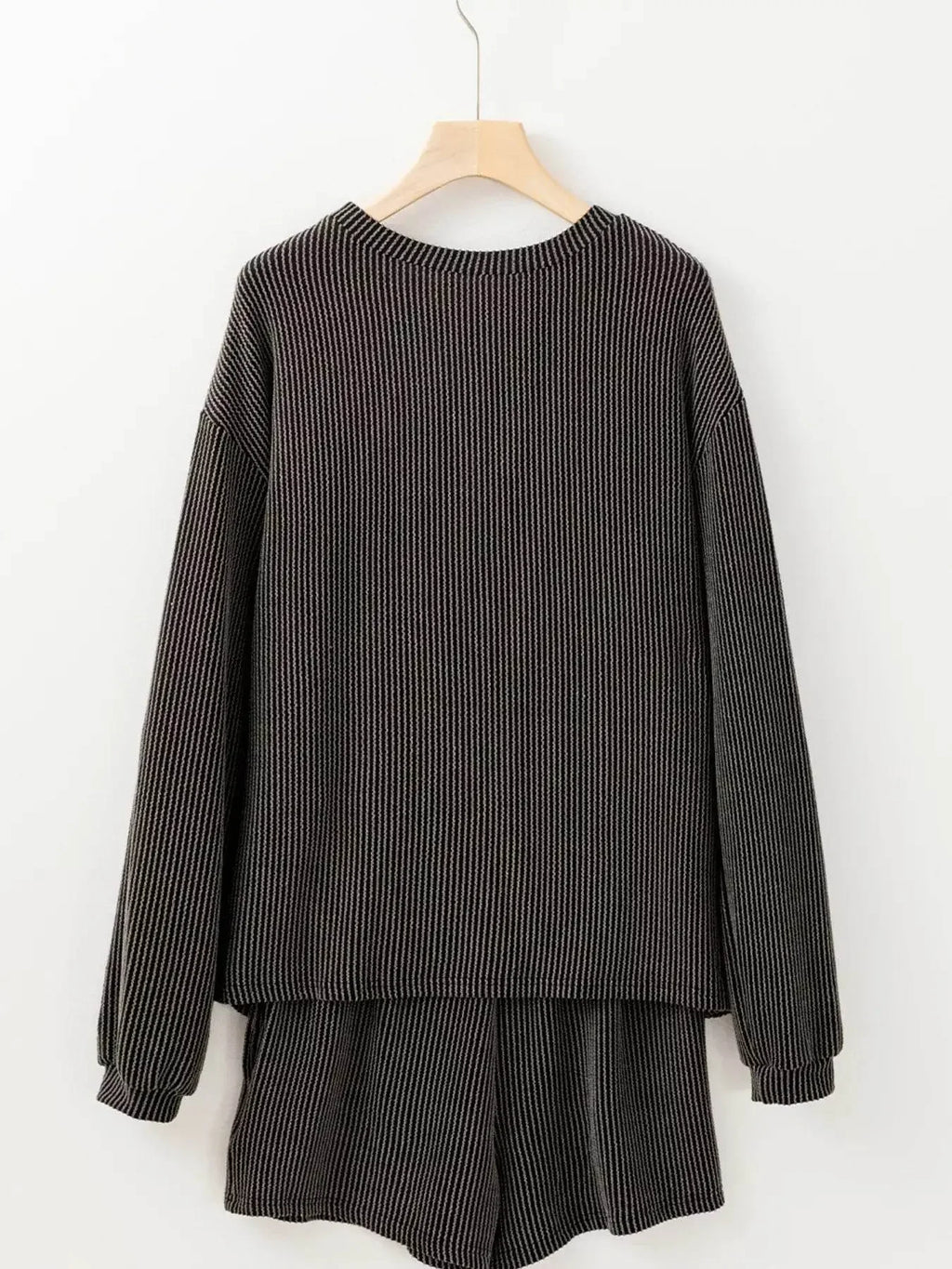 Patched Sequin Bow Sleeve Twisted Ribbed 2 Piece Set - IVORYNN