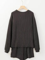 Patched Sequin Bow Sleeve Twisted Ribbed 2 Piece Set - IVORYNN